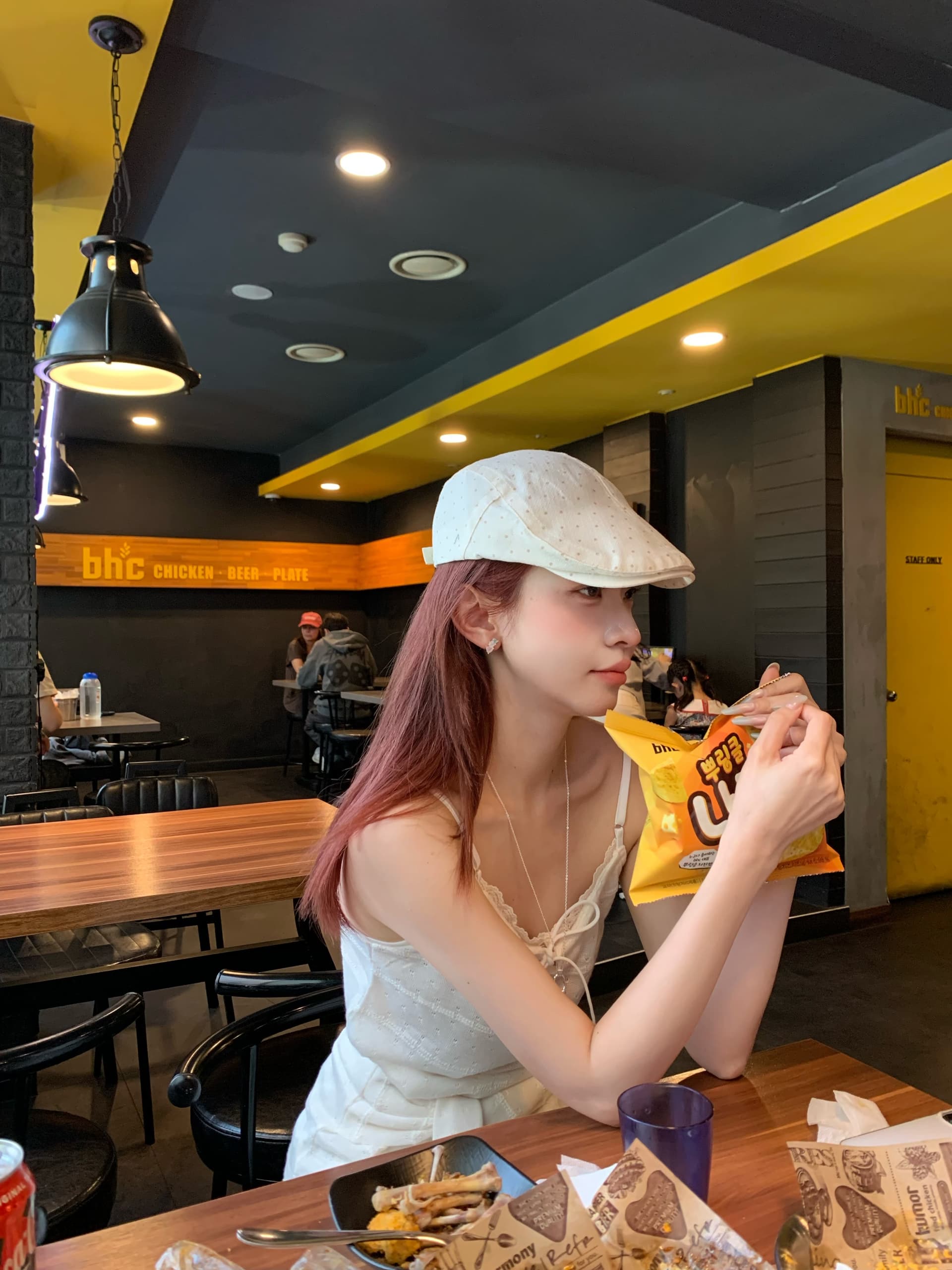 느슨함 센스 한국 스타일 레이스 캐미솔 랩스커트팬츠 드레스 스트레이트 넓은 다리 3 차원 자르기 캐주얼 바지 세트 상세 이미지 29