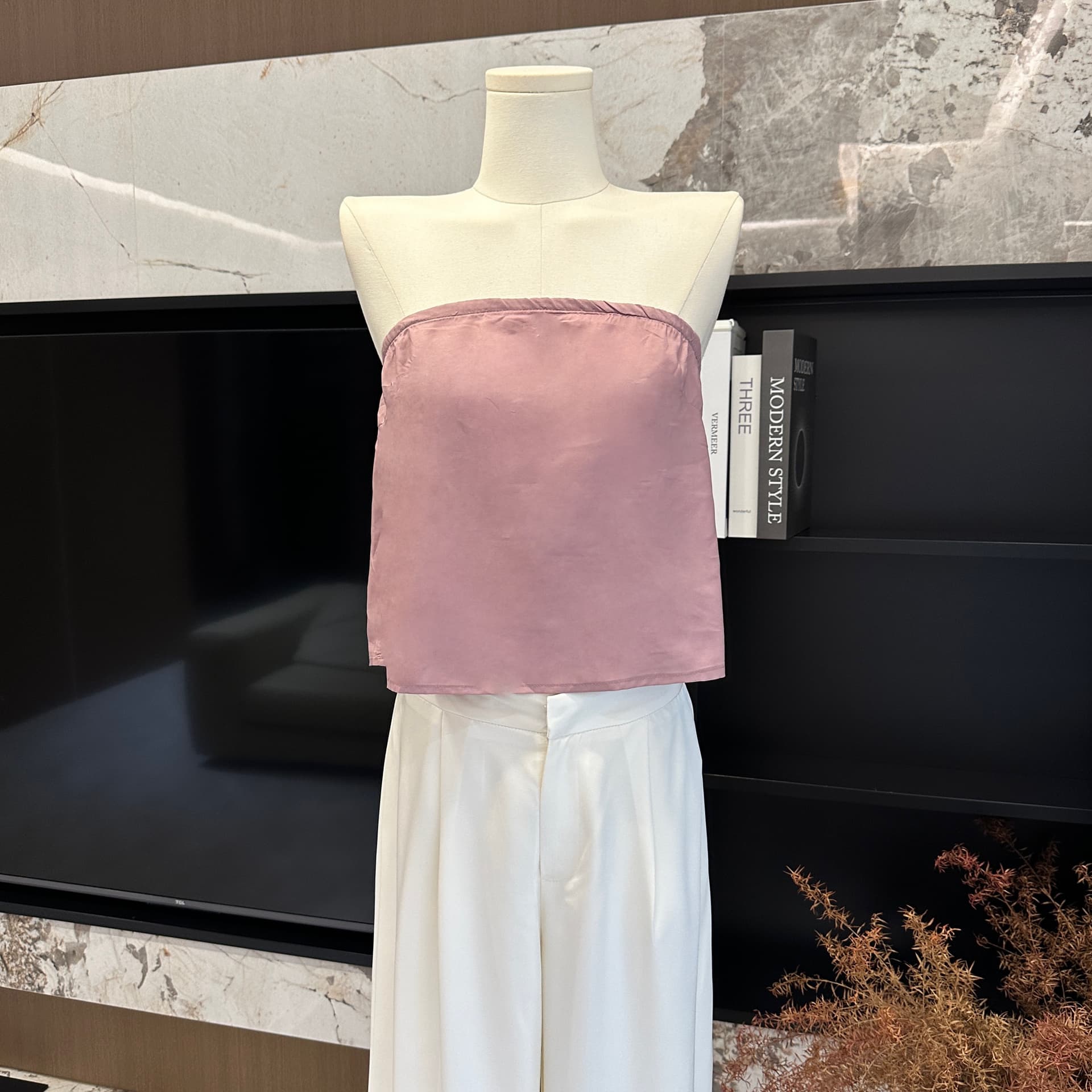 beauty 수 있습니다. 렌 산호초 인어 세트 염색 차 분말 요정 가스 부드러운 자매 부서 플리츠 맨위 튜브탑 투피스 세트 상세 이미지 12