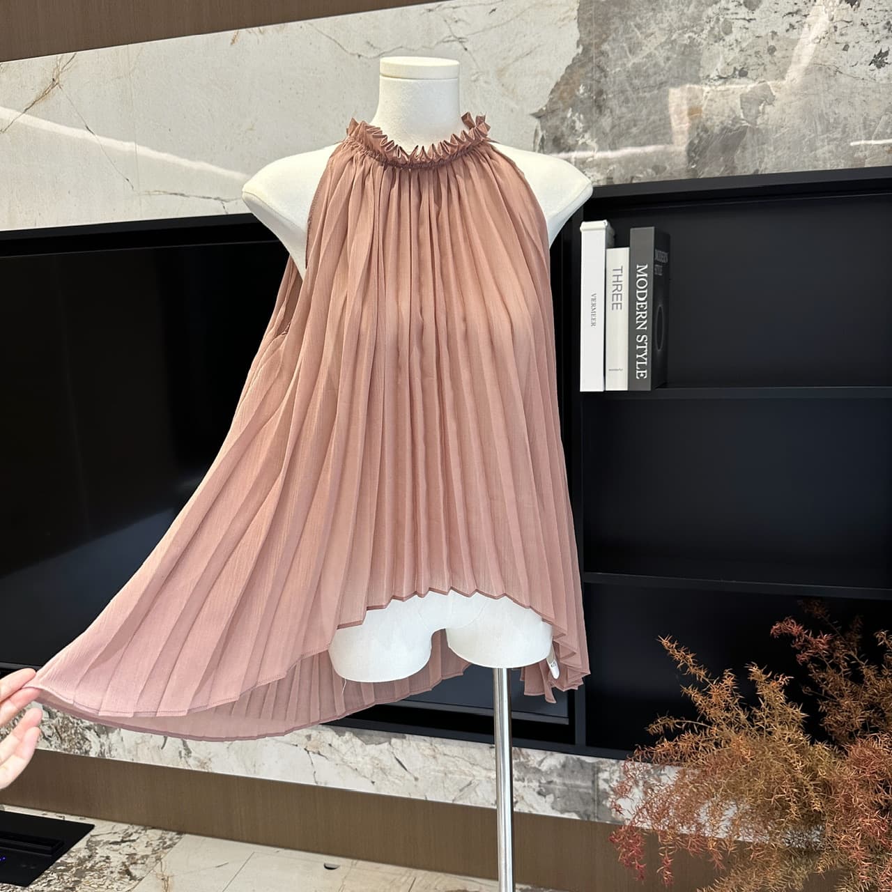beauty 수 있습니다. 렌 산호초 인어 세트 염색 차 분말 요정 가스 부드러운 자매 부서 플리츠 맨위 튜브탑 투피스 세트 상세 이미지 15