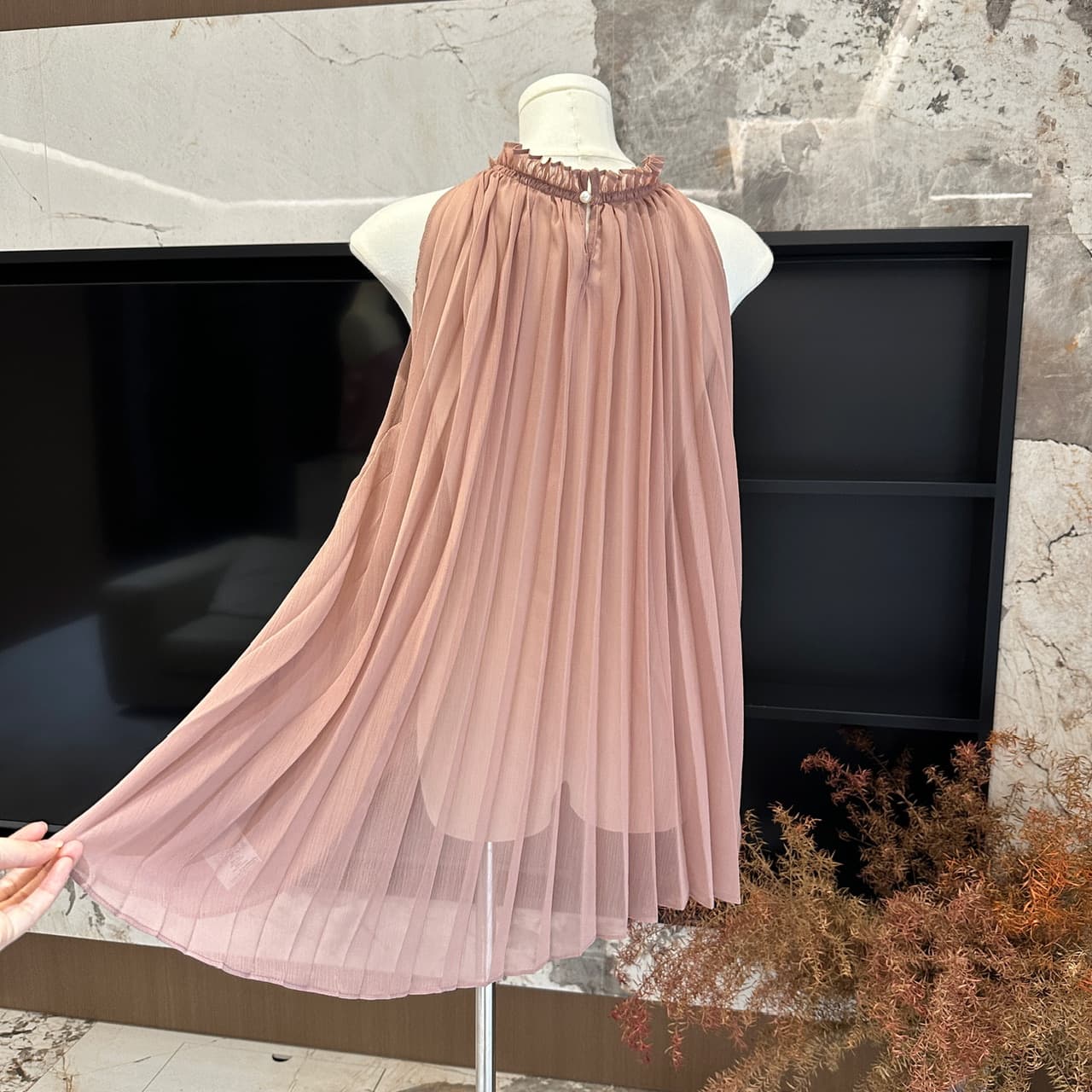 beauty 수 있습니다. 렌 산호초 인어 세트 염색 차 분말 요정 가스 부드러운 자매 부서 플리츠 맨위 튜브탑 투피스 세트 상세 이미지 16