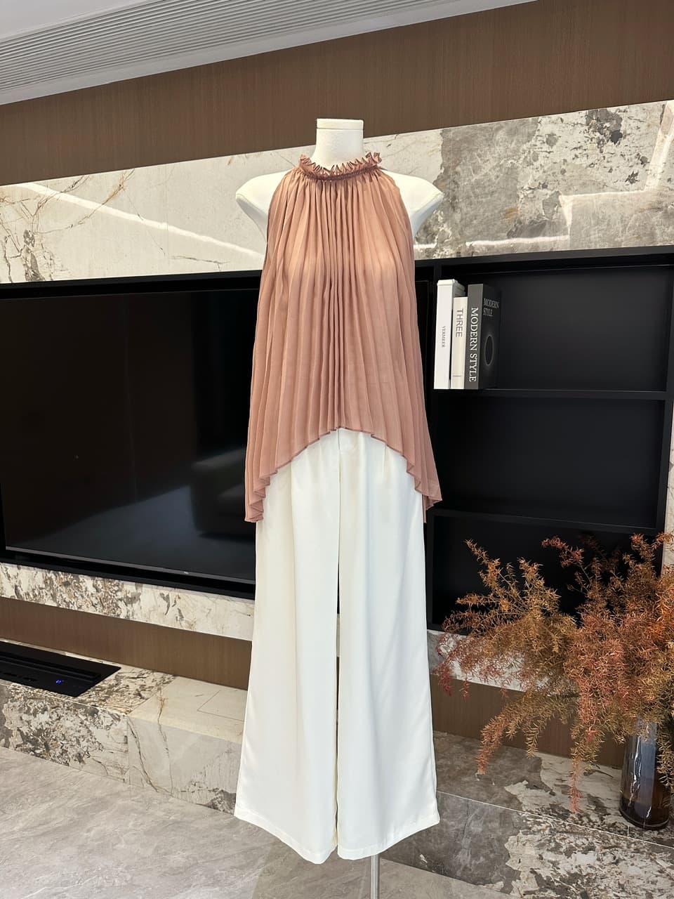 beauty 수 있습니다. 렌 산호초 인어 세트 염색 차 분말 요정 가스 부드러운 자매 부서 플리츠 맨위 튜브탑 투피스 세트 상세 이미지 17