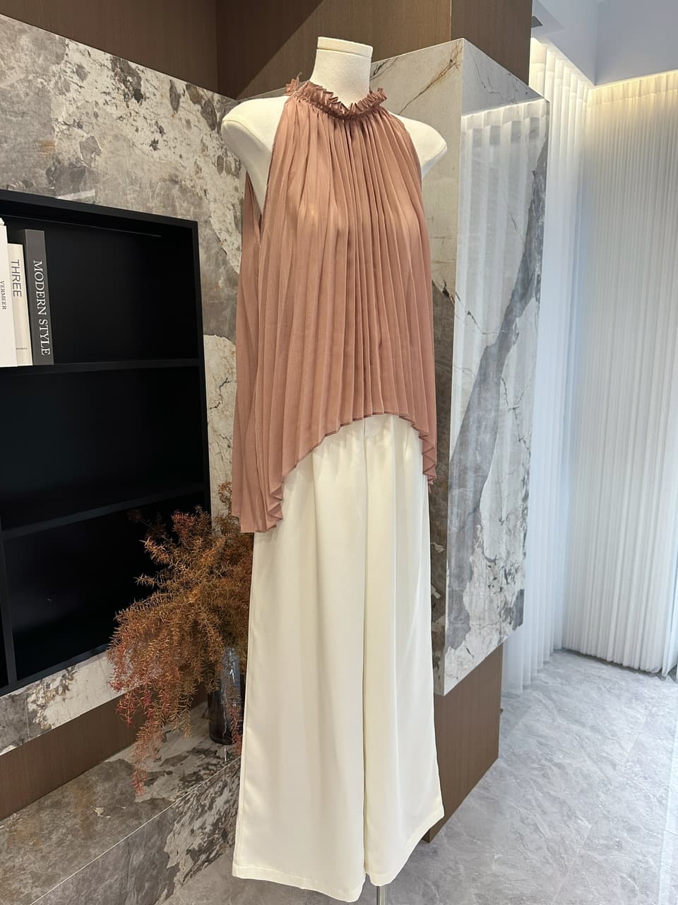 beauty 수 있습니다. 렌 산호초 인어 세트 염색 차 분말 요정 가스 부드러운 자매 부서 플리츠 맨위 튜브탑 투피스 세트 상세 이미지 20