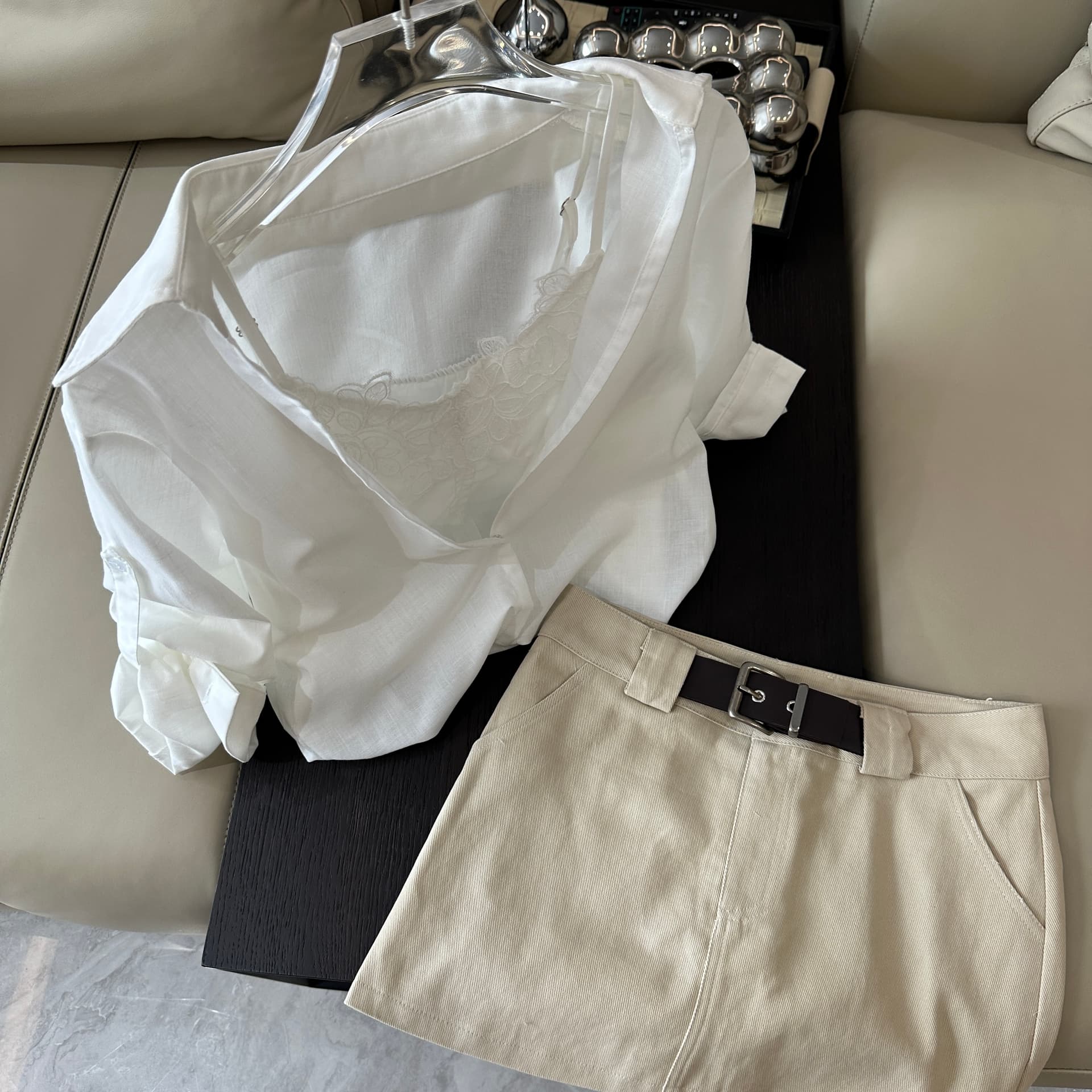 첸 좋은 난 nns 욕망 욕망 끓인 물 라이 경기 서울 아마 페이크 레이어드 레이스 셔츠 캐주얼 와이드 레그 팬츠 상세 이미지 4