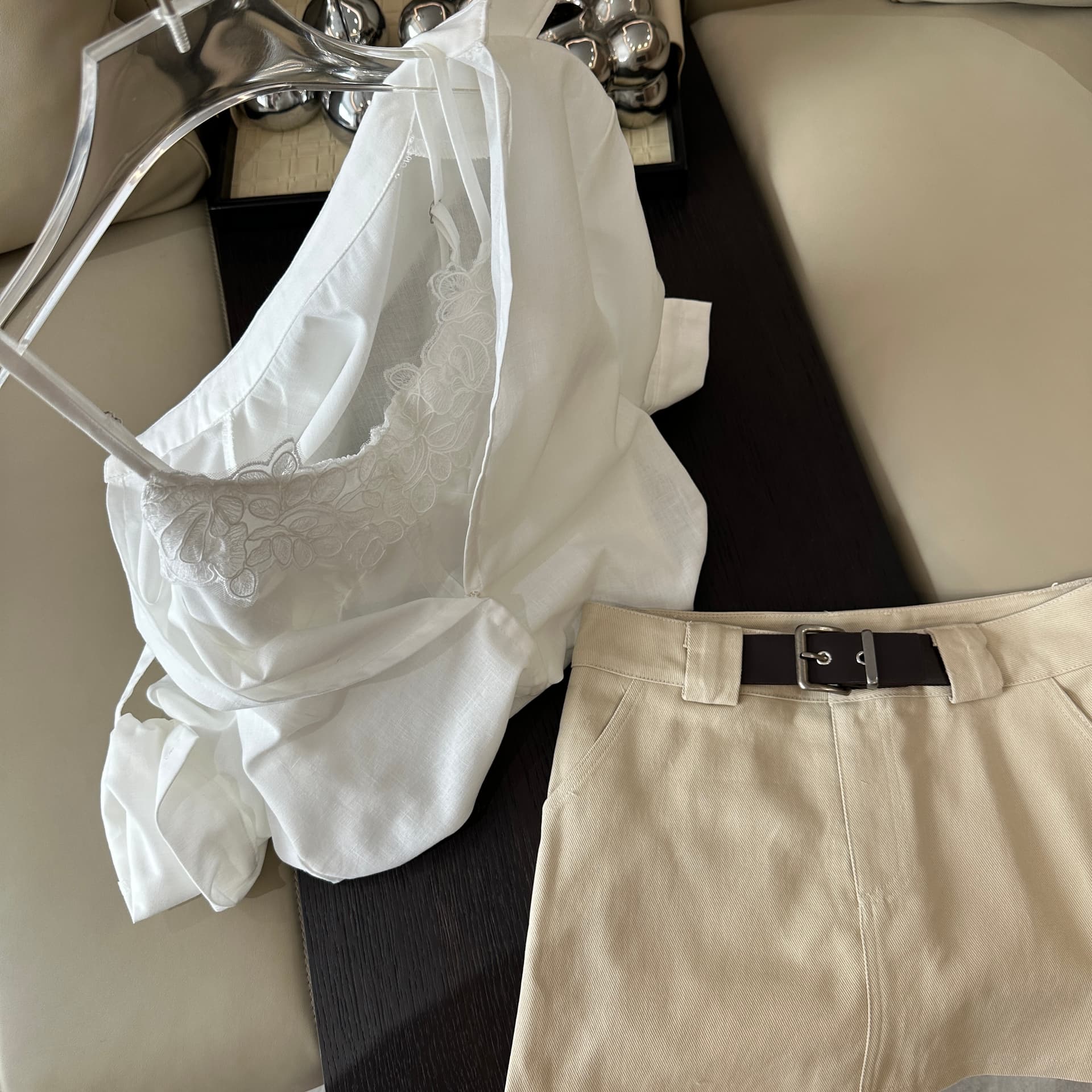 첸 좋은 난 nns 욕망 욕망 끓인 물 라이 경기 서울 아마 페이크 레이어드 레이스 셔츠 캐주얼 와이드 레그 팬츠 상세 이미지 7