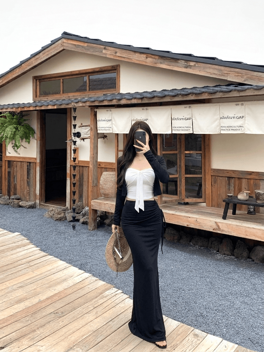 실사 정가 핫걸 순수한 욕망 섹시함 조끼 오픈 가디건 몸매 가꾸기 슬림해 보이는 스트라이프 타이트 스커트 3종 세트 상세 이미지 11