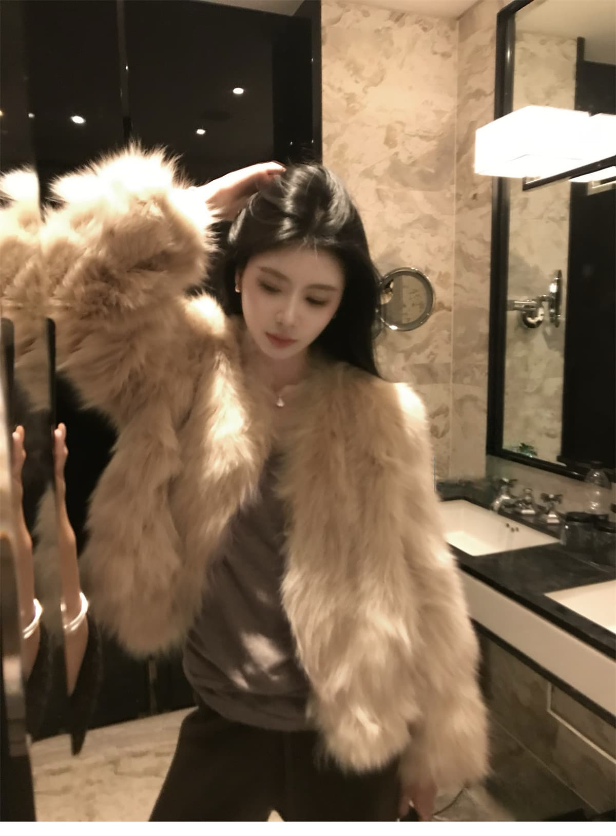 패키지 코어 실 메인 라인 시리즈 3 차원 중간 솔기 압력 라인 하이웨이스트 펌프 로프 두꺼운 도루 센스 스트레이트 와이드 레깅스 바지 상세 이미지 49