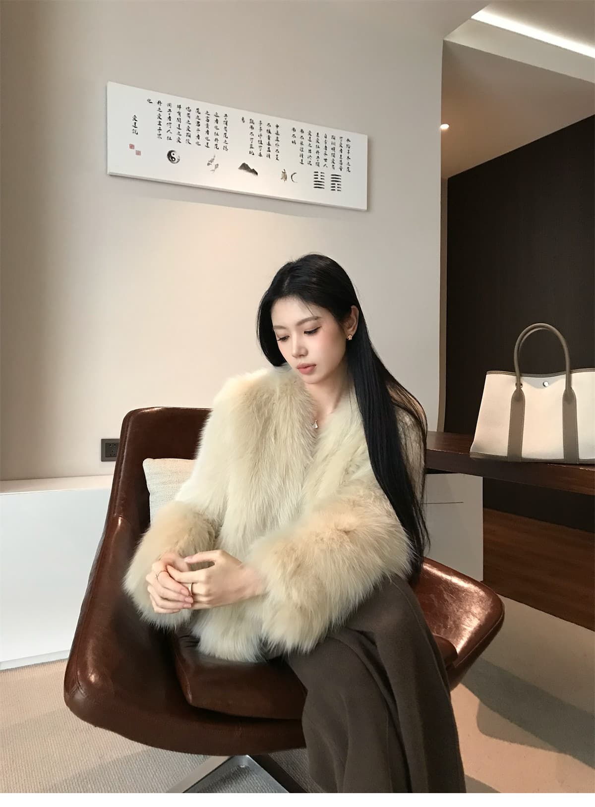 패키지 코어 실 메인 라인 시리즈 3 차원 중간 솔기 압력 라인 하이웨이스트 펌프 로프 두꺼운 도루 센스 스트레이트 와이드 레깅스 바지 상세 이미지 55