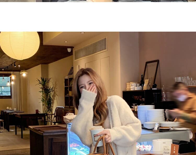 주 대 큰 부드러움 찹쌀 느긋한 밍크 플리스 스웨터 여성 코트 가을 겨울 루즈핏 두꺼운 부드러운 우유 fufu 니트 오픈 가디건 상세 이미지 6