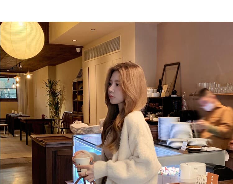 주 대 큰 부드러움 찹쌀 느긋한 밍크 플리스 스웨터 여성 코트 가을 겨울 루즈핏 두꺼운 부드러운 우유 fufu 니트 오픈 가디건 상세 이미지 8