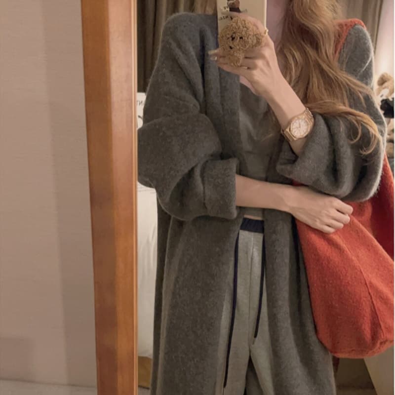 yukiss 느긋한 대 이불 세련된 센스 롱 코트 두꺼운 큰 머리카락 외투 이미지 2