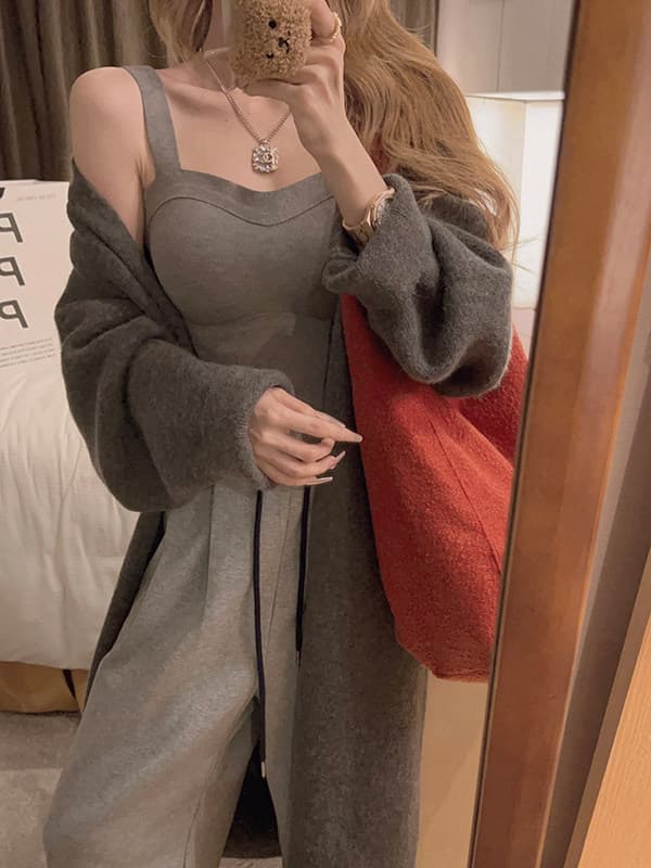 yukiss 느긋한 대 이불 세련된 센스 롱 코트 두꺼운 큰 머리카락 외투 상세 이미지 28
