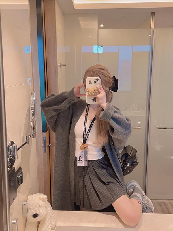 yukiss 느긋한 대 이불 세련된 센스 롱 코트 두꺼운 큰 머리카락 외투 상세 이미지 38