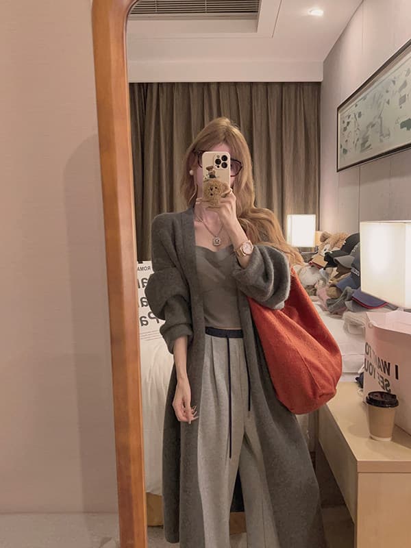 yukiss 느긋한 대 이불 세련된 센스 롱 코트 두꺼운 큰 머리카락 외투 상세 이미지 76