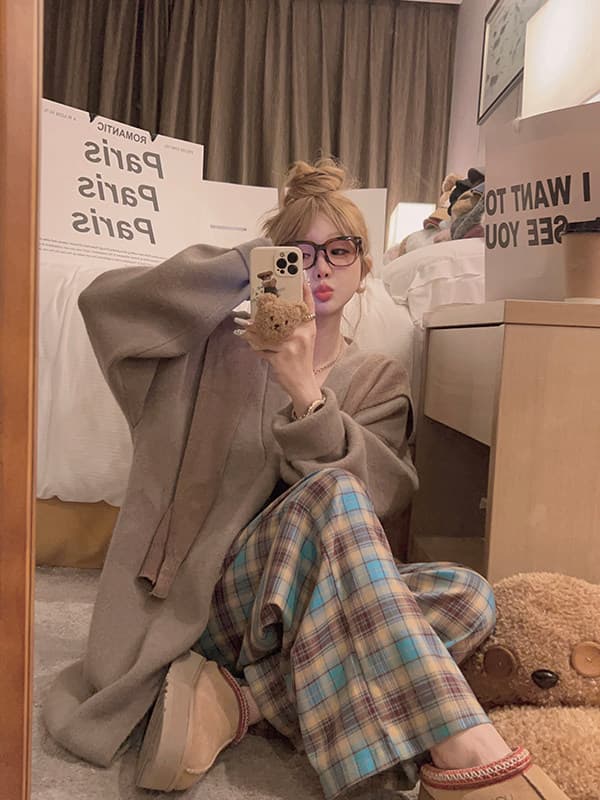 yukiss 느긋한 대 이불 세련된 센스 롱 코트 두꺼운 큰 머리카락 외투 상세 이미지 81