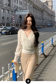 achi 대 또한 수영장 lp 천 골드 센스 양모 꽈배기 니트 넓은 다리 캐주얼 바지 여성 하이웨이스트 긴 바지 스트레이트 팬츠 상세 이미지 7