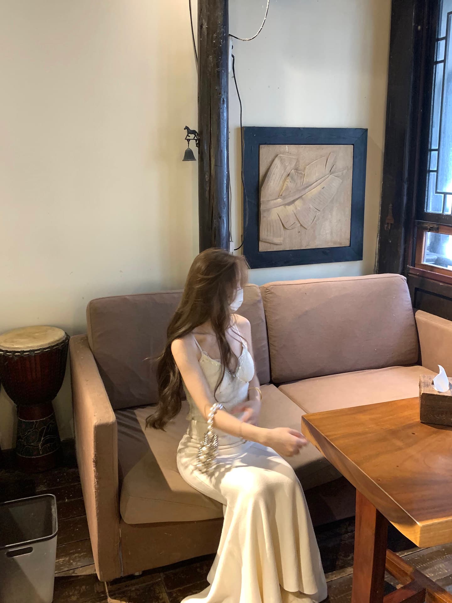 xxiiuu 가을 겨울 부드러운 품격 루즈핏 에디션 스웨터 코트 레이스 슬립 니트 인어 꼬리 스커트 세 조각 세트 이미지 3