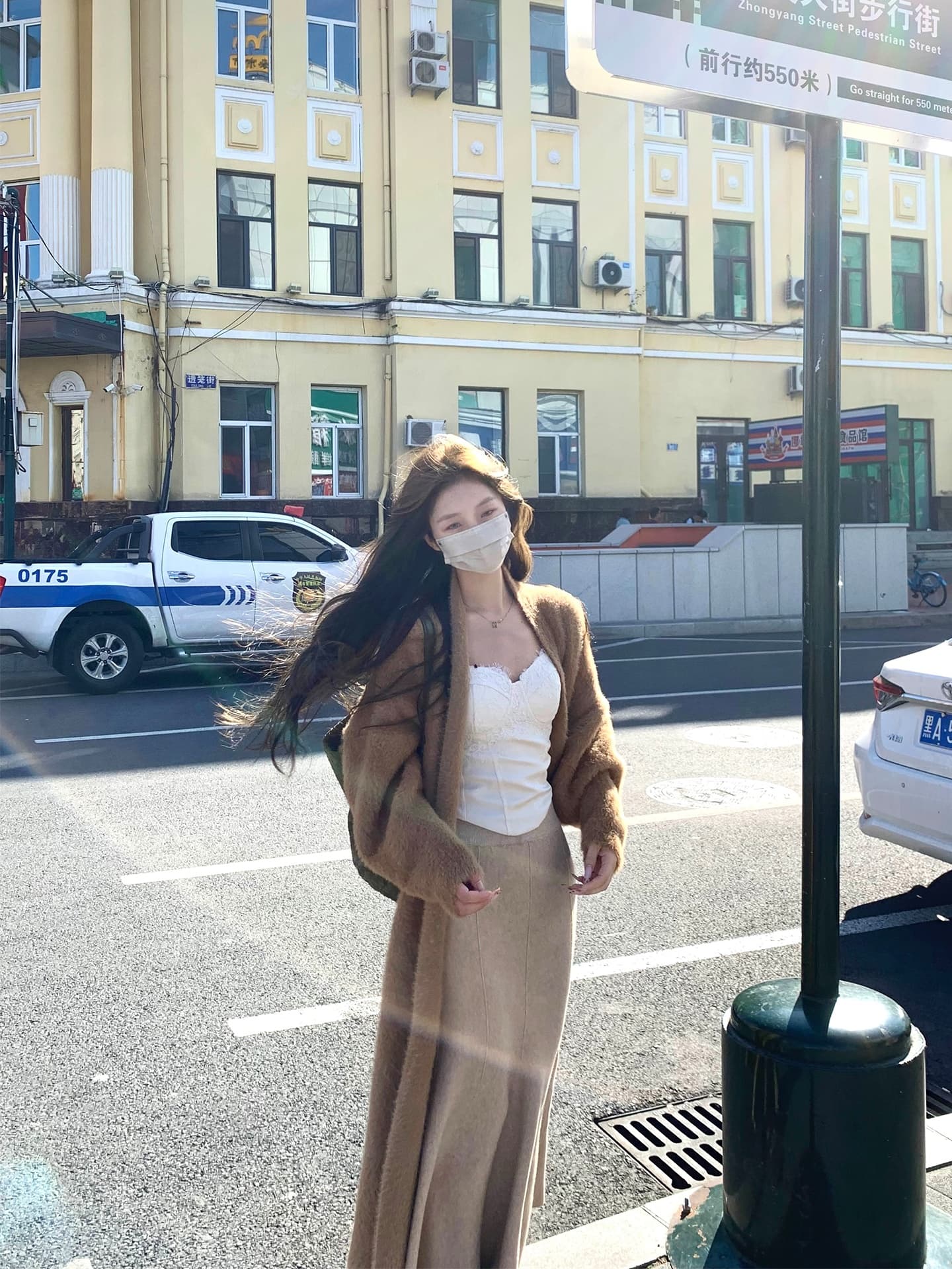 xxiiuu 새로운 레이스 생선뼈 슬립 켜기 옷 가방 코어 실 니트 인어 꼬리 스커트 수달 털 오픈 가디건 세 조각 세트 이미지 4