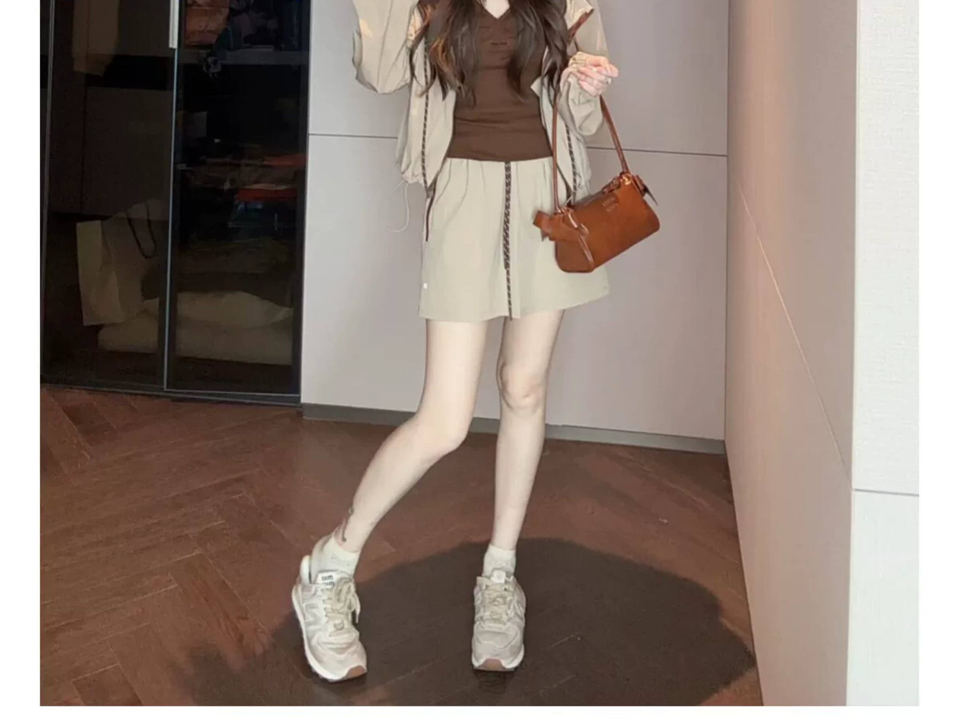 수영하다 사슴 사슴 패션 후드 자외선 차단 의류 캐주얼 스포츠 슈트 여성 여름 반신 치마바지 투피스 세트 상세 이미지 13
