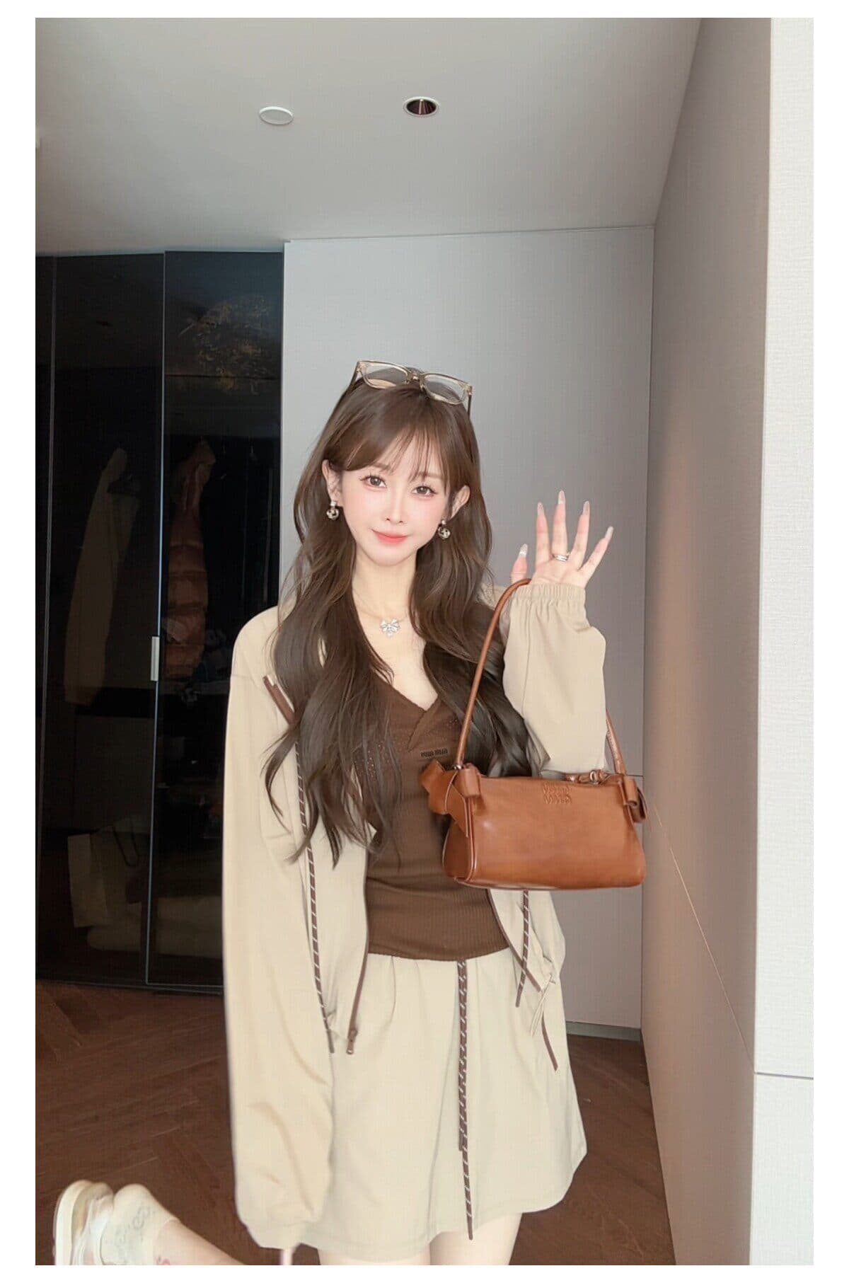 수영하다 사슴 사슴 패션 후드 자외선 차단 의류 캐주얼 스포츠 슈트 여성 여름 반신 치마바지 투피스 세트 상세 이미지 14