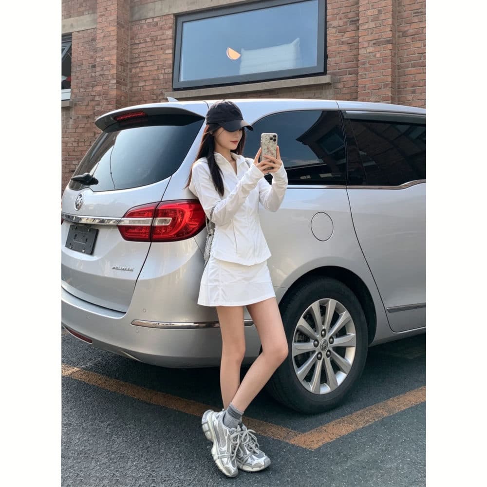 한 부서 캐주얼 운동 바람 자외선 차단 의류 자외선 차단 세트 여성 여름 새로운 몸매 가꾸기 슬림해 보이는 통기성 투피스 슈트 이미지 3