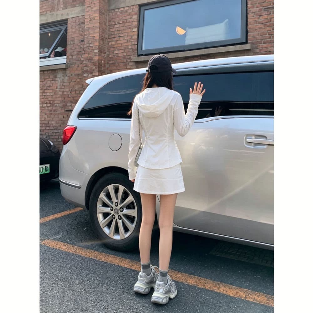한 부서 캐주얼 운동 바람 자외선 차단 의류 자외선 차단 세트 여성 여름 새로운 몸매 가꾸기 슬림해 보이는 통기성 투피스 슈트 이미지 6