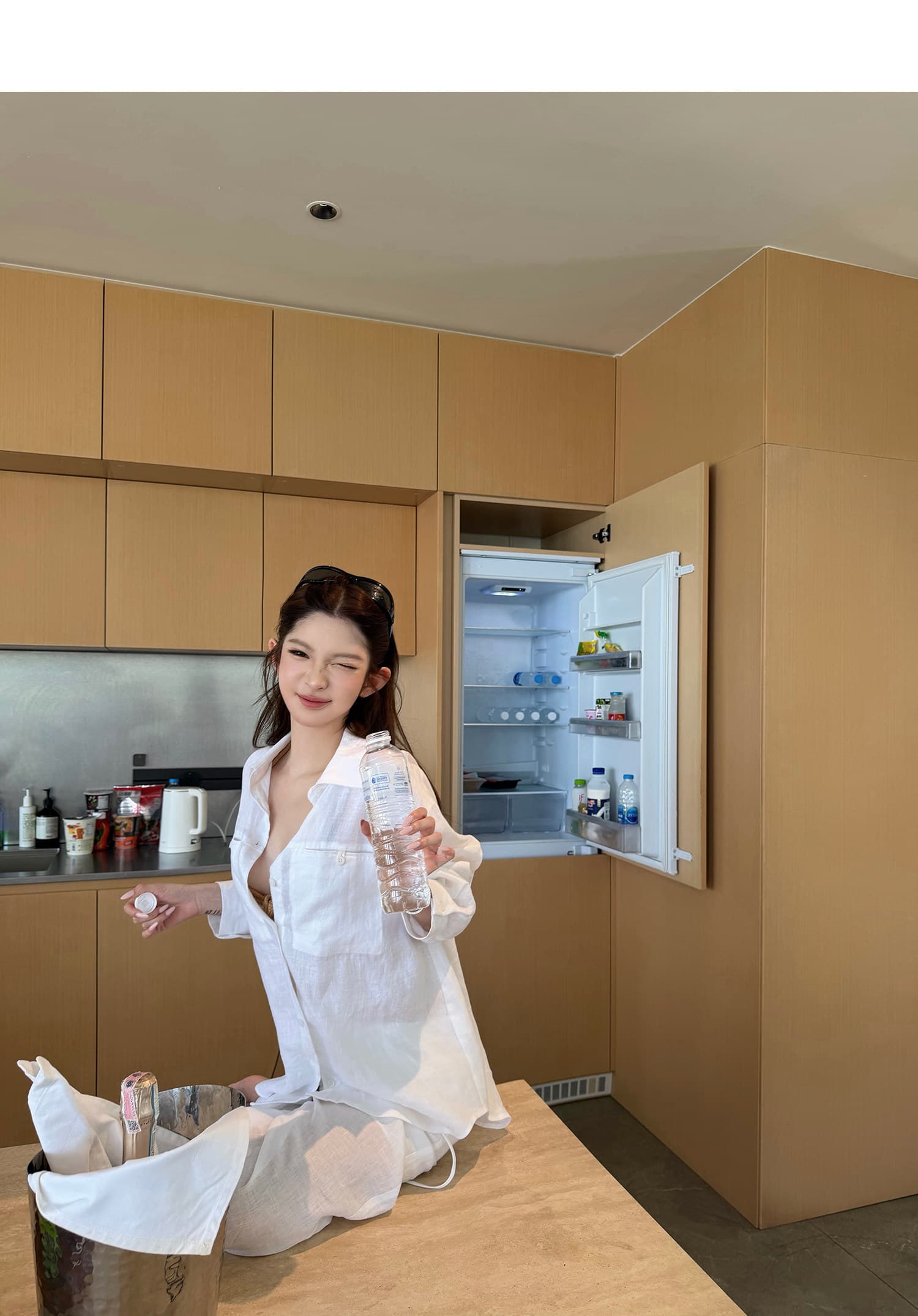 2026 새로운 chicyou 인생 오래된 돈 아마 세트 100 아마 느슨함 셔츠 긴 바지 투피스 슈트 상세 이미지 2
