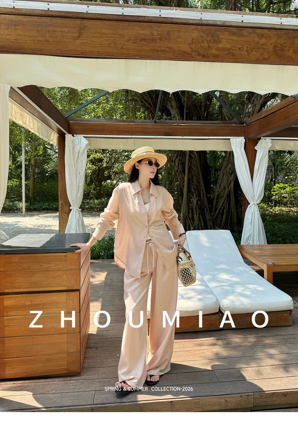 주 淼 zhoumiao 오래된 돈 영구하다 럭셔리 라이 경기 서울 넓은 다리 슬랙스 아마 셔츠 세트 여성 상세 이미지 7