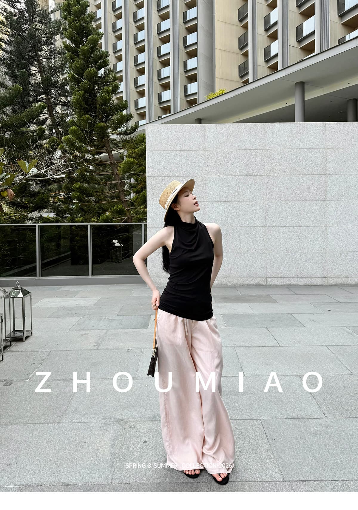 주 淼 zhoumiao 오래된 돈 영구하다 럭셔리 라이 경기 서울 넓은 다리 슬랙스 아마 셔츠 세트 여성 상세 이미지 16