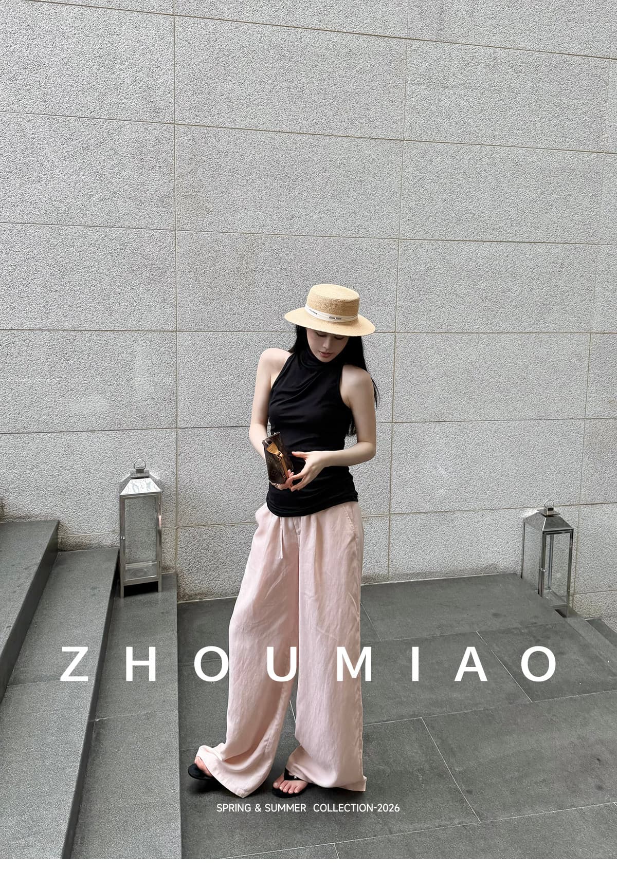 주 淼 zhoumiao 오래된 돈 영구하다 럭셔리 라이 경기 서울 넓은 다리 슬랙스 아마 셔츠 세트 여성 상세 이미지 17