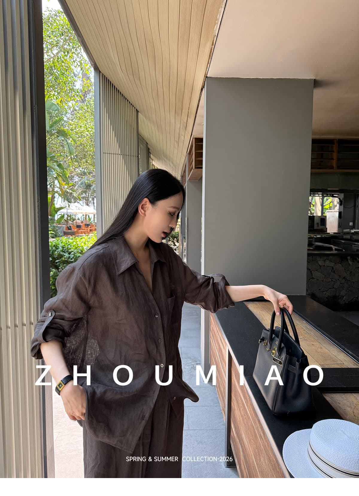 주 淼 zhoumiao 오래된 돈 영구하다 럭셔리 라이 경기 서울 넓은 다리 슬랙스 아마 셔츠 세트 여성 상세 이미지 23