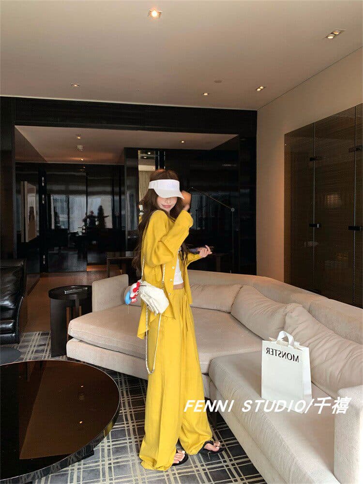 fenni studio 천년기 오리지널 주간 실크 아마 셔츠 세트 긴팔 자외선 차단 맨위 캐주얼 바지 긴 바지 상세 이미지 8