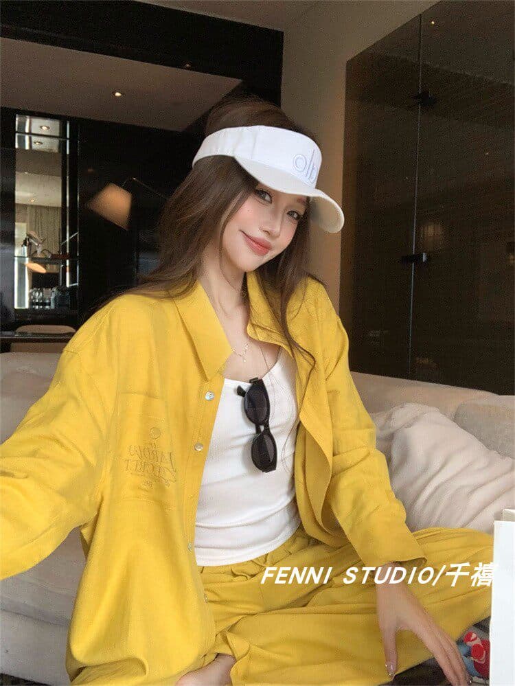 fenni studio 천년기 오리지널 주간 실크 아마 셔츠 세트 긴팔 자외선 차단 맨위 캐주얼 바지 긴 바지 상세 이미지 9