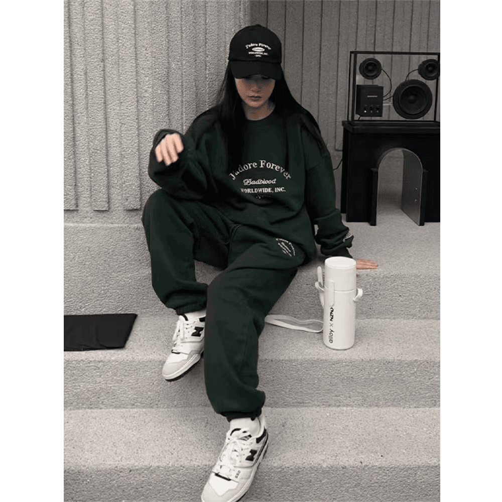새로운 2026 서비스 세트 여성 봄 가을 새로운 루즈핏 슬림해 보이는 패션 후드티 캐주얼 투피스 세트 상세 이미지 2