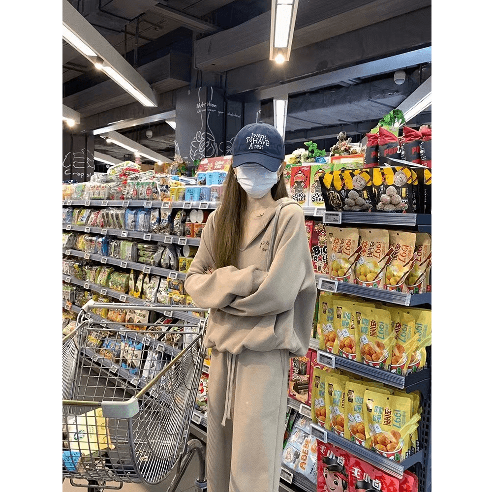 고급 센스 운동복 세트 여성 가을 유럽 상품 튀김 거리 캐주얼 패션 후드티 웨이 바지 투피스 세트 외국 가스 상세 이미지 4