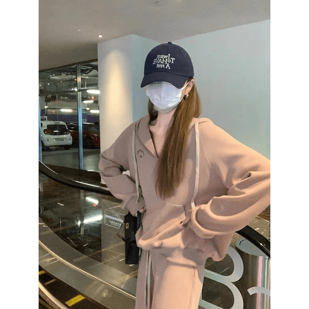 고급 센스 운동복 세트 여성 가을 유럽 상품 튀김 거리 캐주얼 패션 후드티 웨이 바지 투피스 세트 외국 가스 상세 이미지 5
