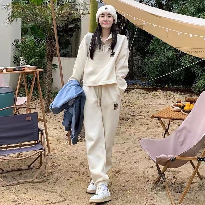 고급 센스 운동복 세트 여성 가을 유럽 상품 튀김 거리 캐주얼 패션 후드티 웨이 바지 투피스 세트 외국 가스 상세 이미지 2