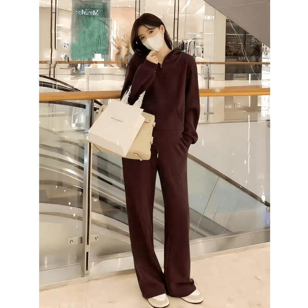 스포츠 슈트 여성 가을 학원 스타일 학생 한국 스타일 루즈핏 캐주얼 후드티 웨이 바지 캐주얼 투피스 세트 러닝 서비스