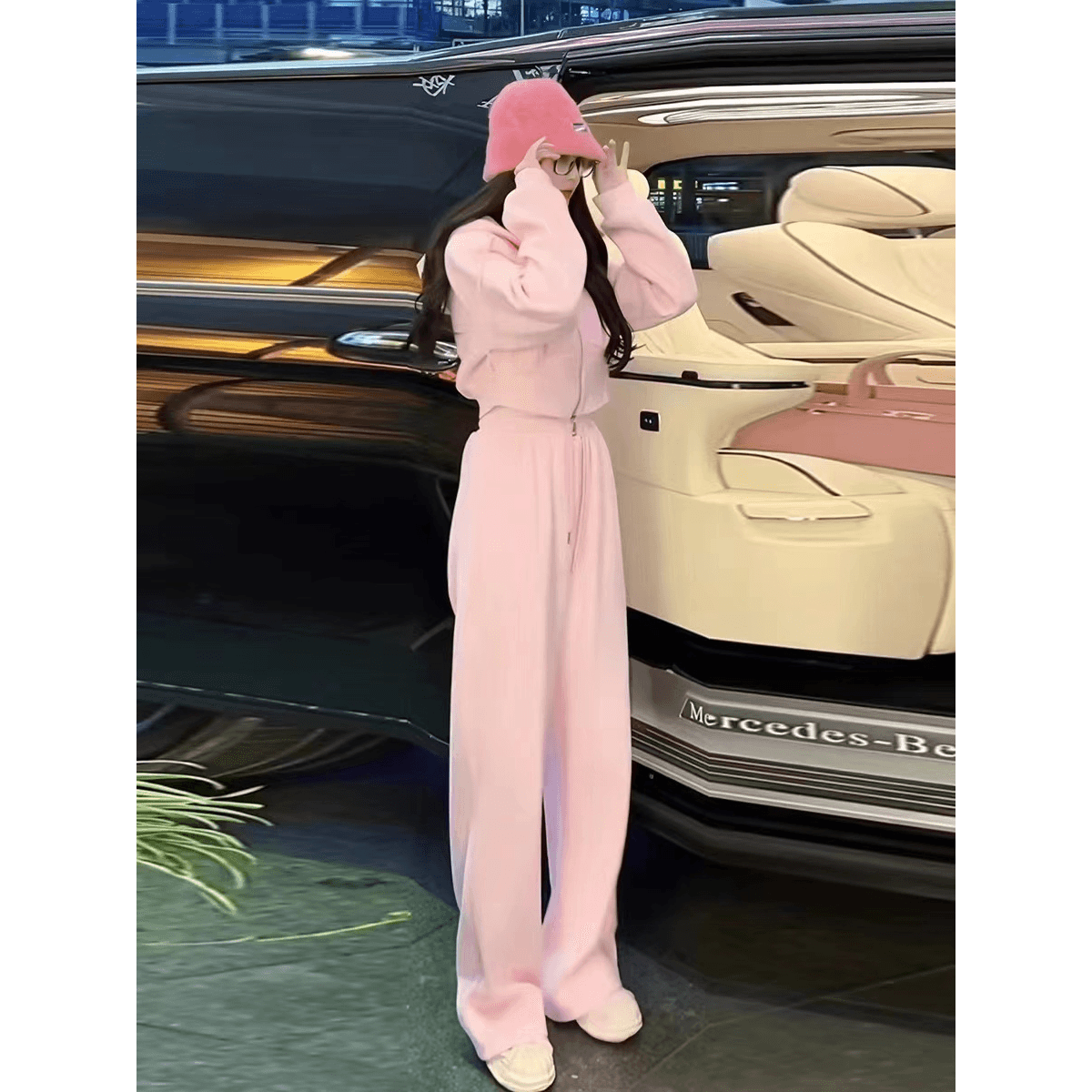 인터넷 유명인 튀김 거리 운동복 세트 여성 봄 가을 학생 한국 스타일 루즈핏 작은 키 연령 감소 후드티 캐주얼 투피스 세트 이미지 2