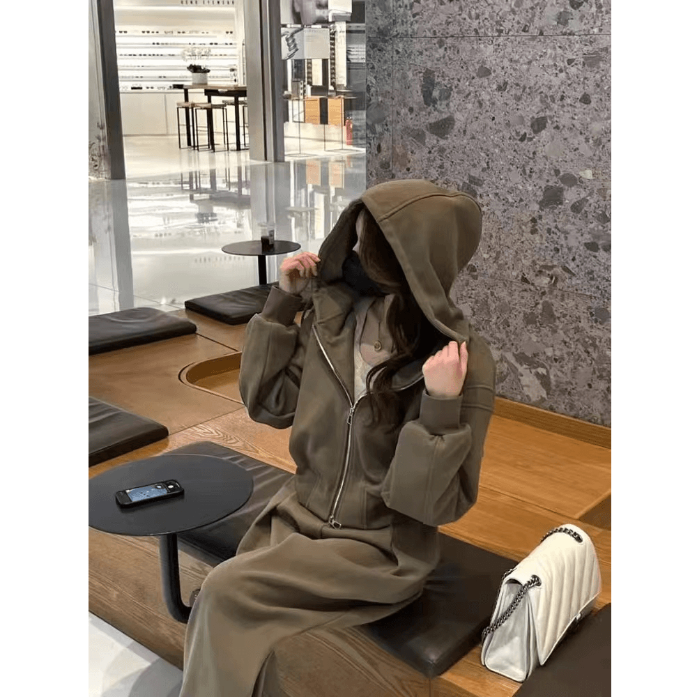 2026 새로운 캐주얼 운동복 세트 여성 가을 겨울 루즈핏 패션 후드티 있음 털이 있는 그리고 추가되지 않음 플러시 이미지 5