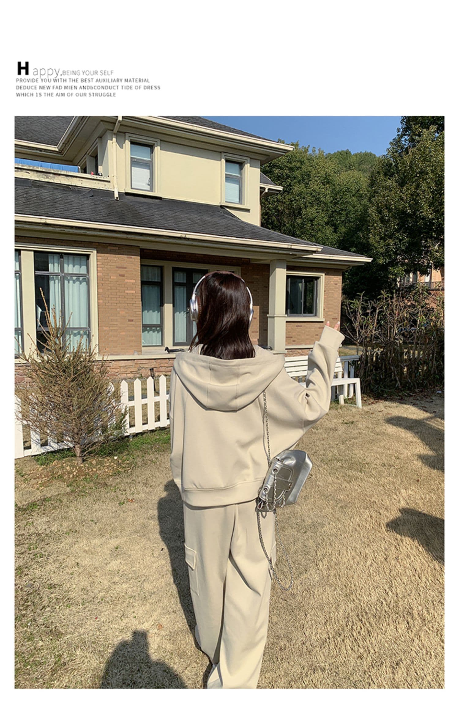 2026 고급 센스 여가 스포츠 슈트 가을 겨울철 재킷 와이드 레그 팬츠 투피스 세트 있음 털이 있는 그리고 추가되지 않음 플러시 상세 이미지 23