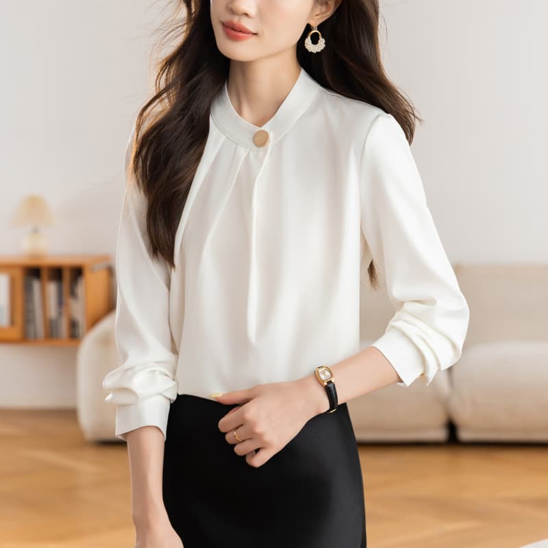 실사 셔츠 여성 긴 소매 2026 봄 새로운 풀오버 맨위 셔츠 이미지 3