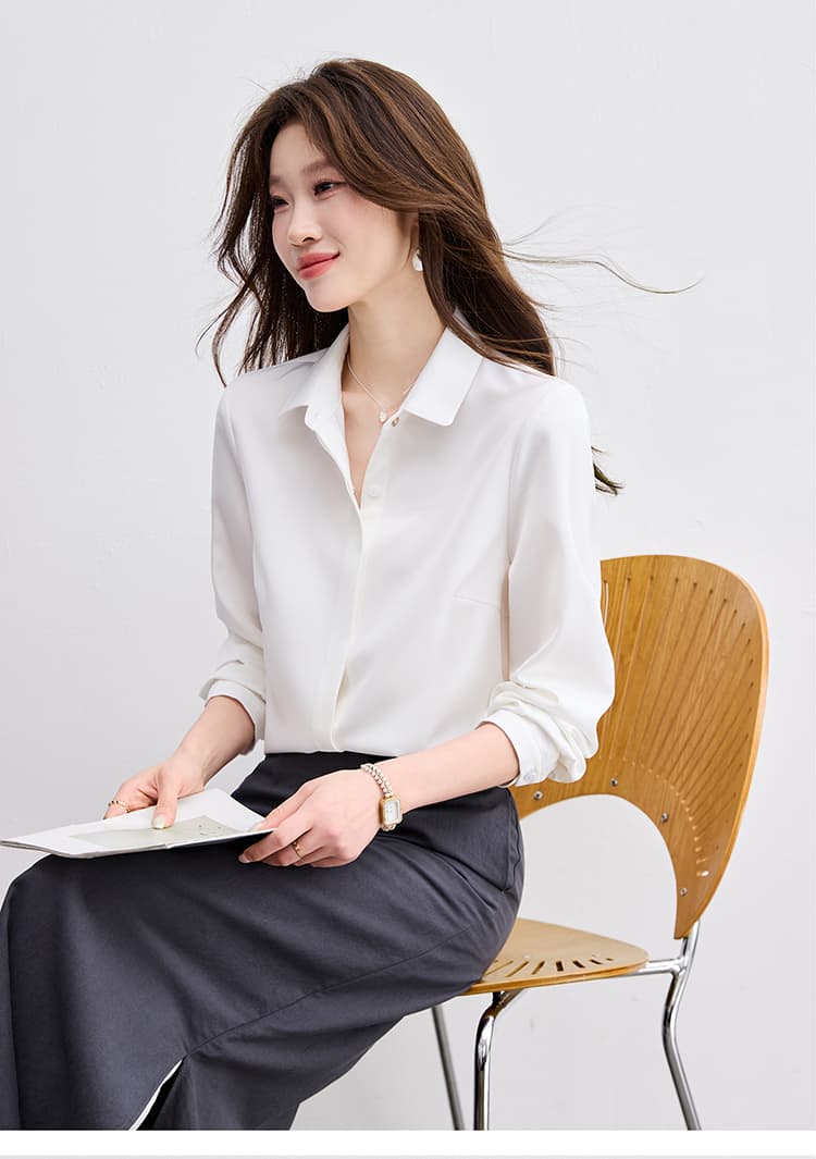 실사 고급 센스 경력 출퇴근 흰 셔츠 여성 긴 소매 2026 가을 새로운 다용도 품격 경력 셔츠 상세 이미지 11