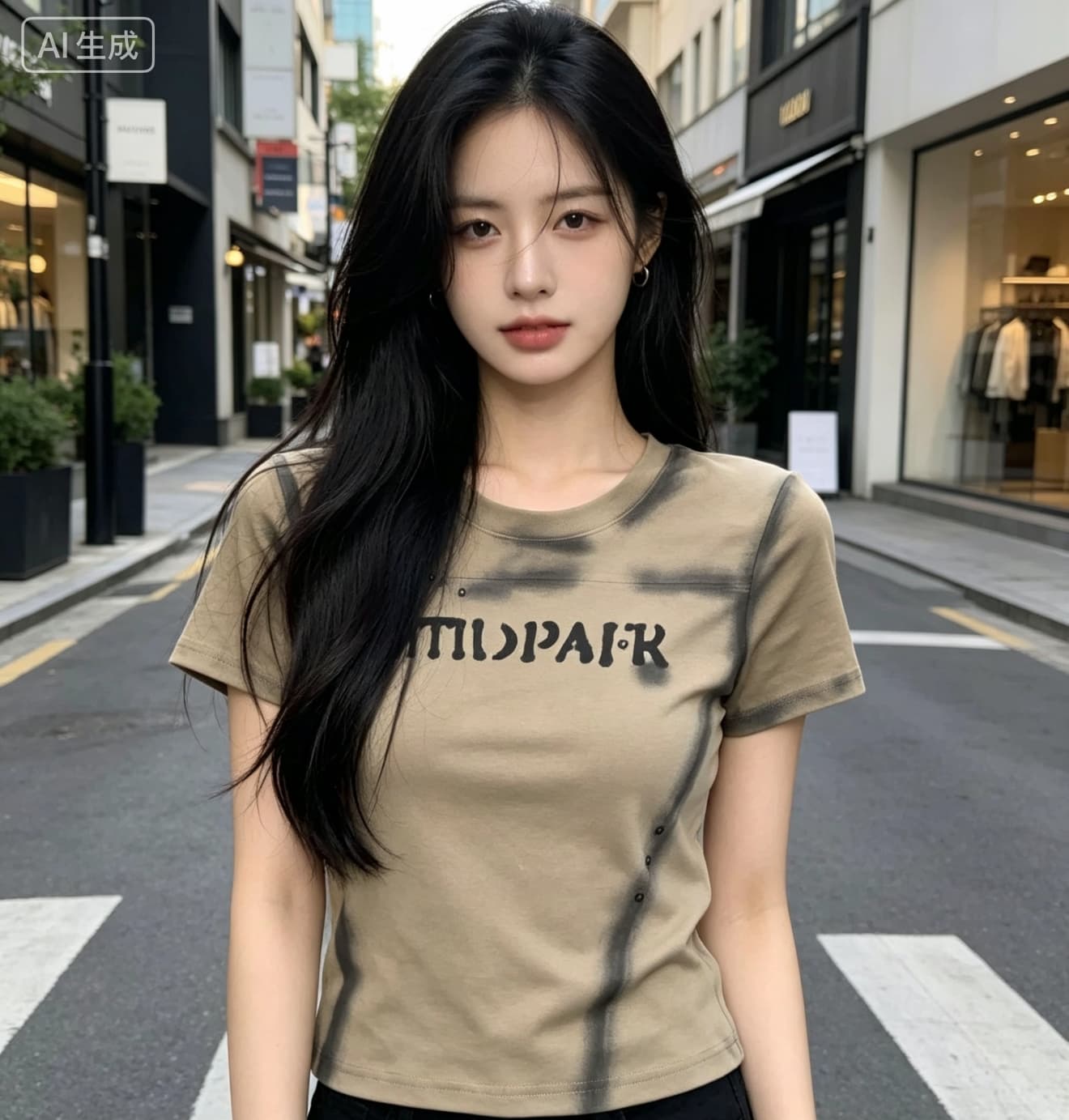 아메리칸 디자인 센스 비즈 박기 알파벳 프린트 반팔 티셔츠 여성 2026 여름 새로운 쇼트 스타일 동정 라운드 넥 맨위 상세 이미지 3