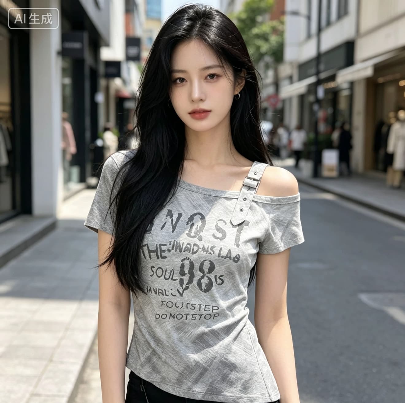 이문화 오프숄더 핫걸 비스듬한 어깨 반팔 티셔츠 여성 여름 2026 새로운 여름 몸매 가꾸기 쇼트 스타일 y2k 맨위 트렌디