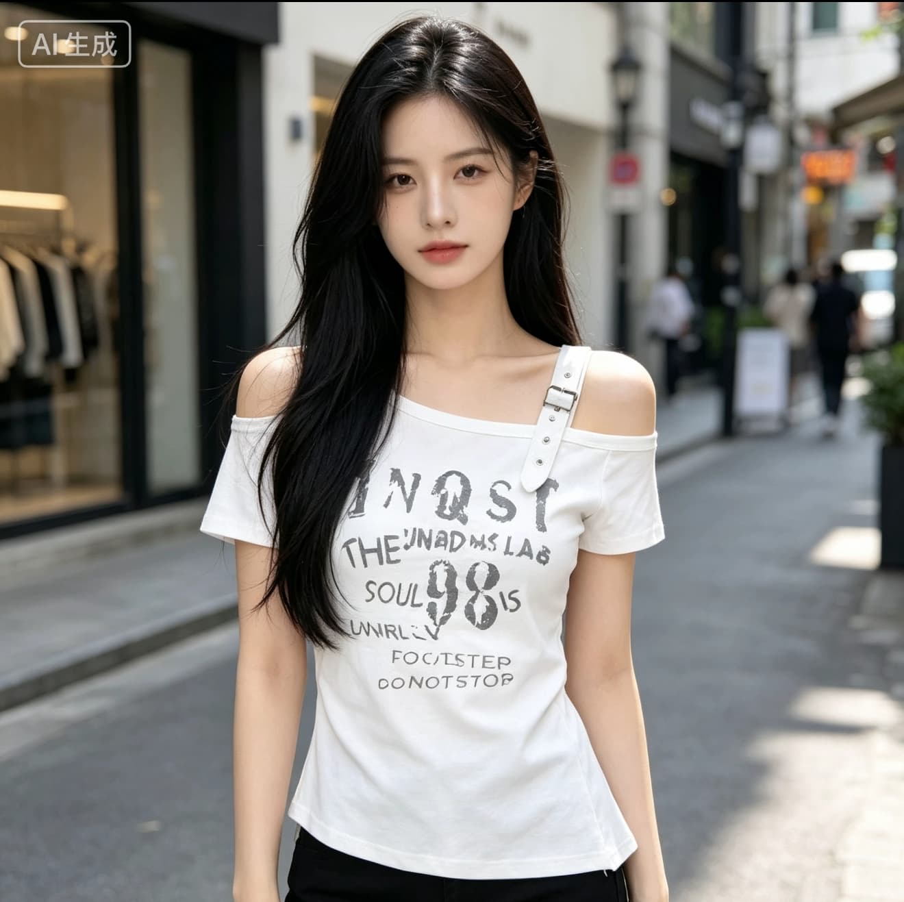 이문화 오프숄더 핫걸 비스듬한 어깨 반팔 티셔츠 여성 여름 2026 새로운 여름 몸매 가꾸기 쇼트 스타일 y2k 맨위 트렌디 이미지 2