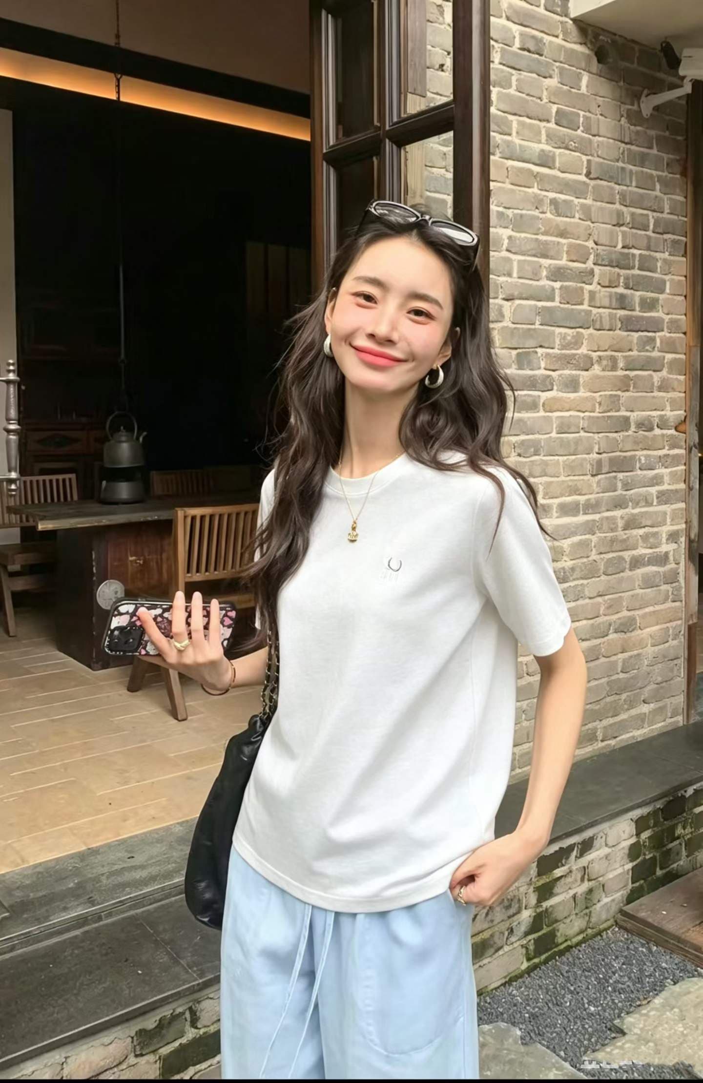 긍정적 인 어깨 반팔 회색 티셔츠 여성 라운드 넥 여름 얇은 스타일 인사이드 가져 가라. 기본 셔츠 루즈핏 빅 사이즈 동정 미니멀리즘 맨위 이미지 4