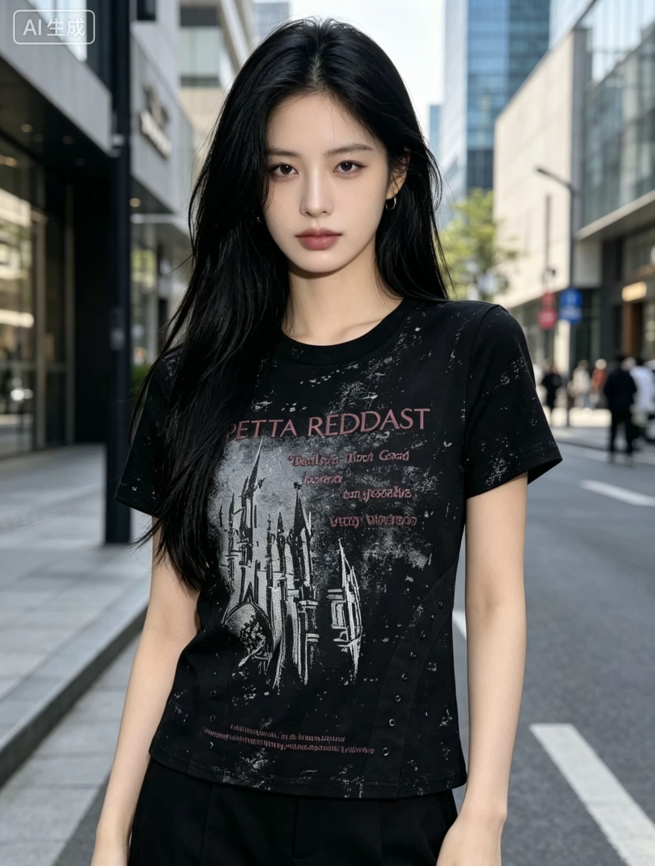 2026 봄 아메리칸 레트로 마 오래된 알파벳 프린트 반팔 티셔츠 여성 셔츠 이미지 2