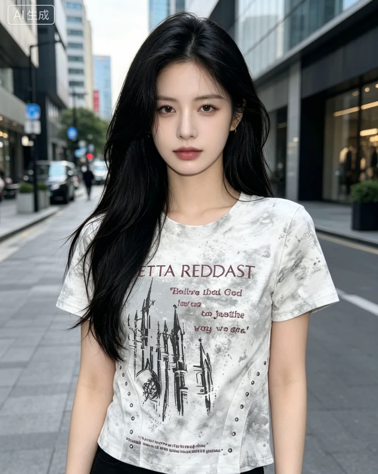 2026 봄 아메리칸 레트로 마 오래된 알파벳 프린트 반팔 티셔츠 여성 셔츠