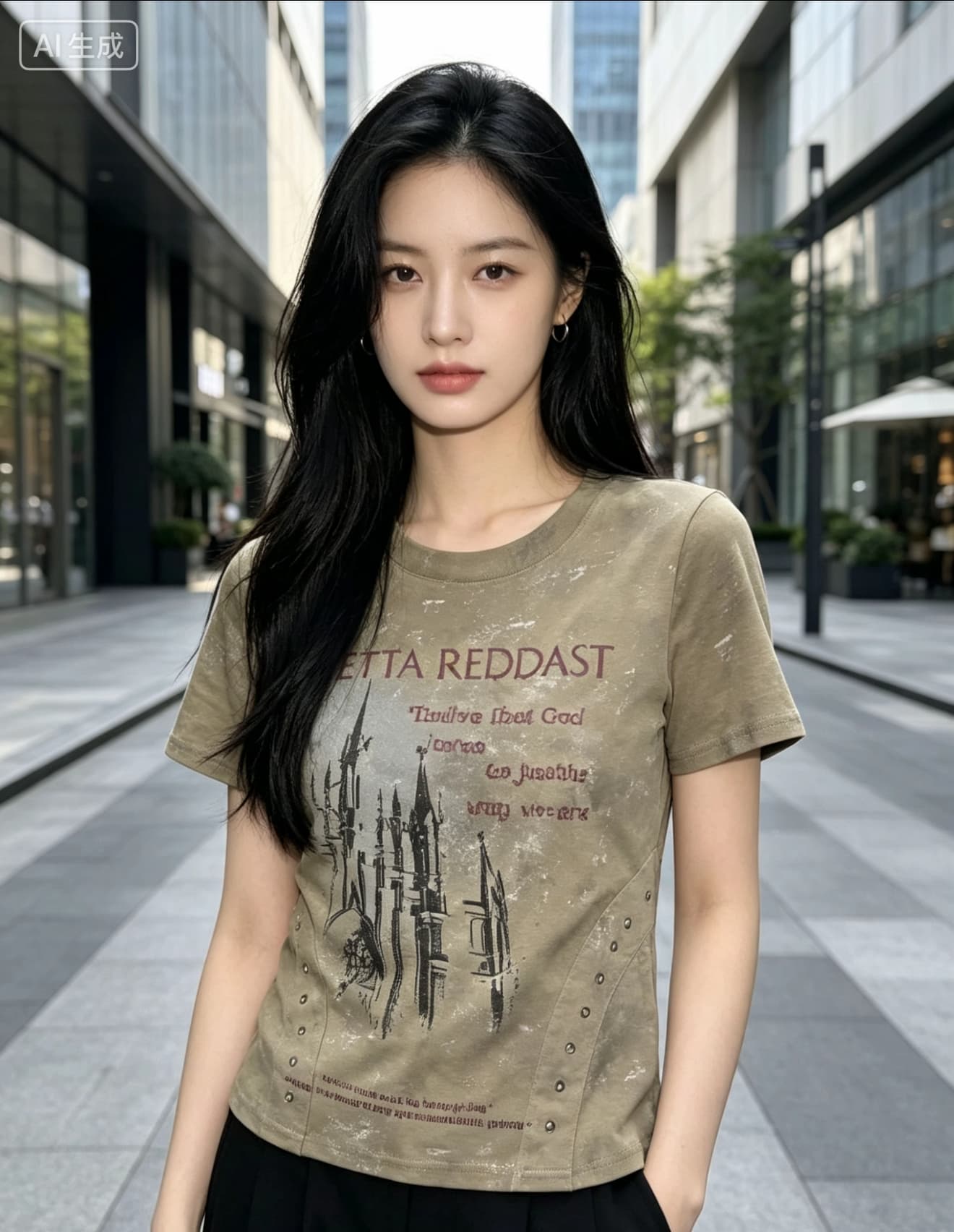 2026 봄 아메리칸 레트로 마 오래된 알파벳 프린트 반팔 티셔츠 여성 셔츠 이미지 4