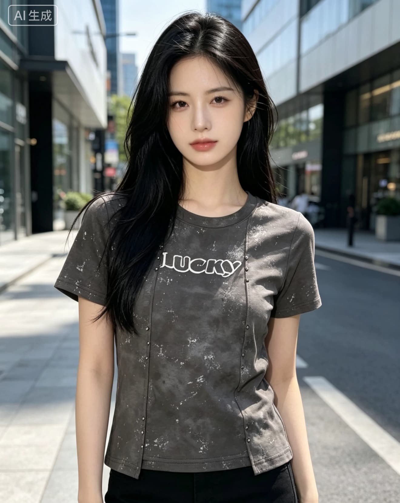 징 장식 라운드 넥 반팔 맨위 패션 알파벳 프린트 구덩이 기사 몸매 가꾸기 다용도 슬림해 보이는 티셔츠